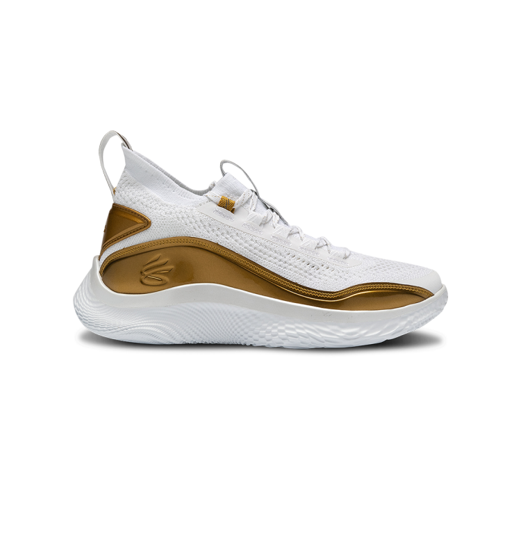Curry shoes white and gold top